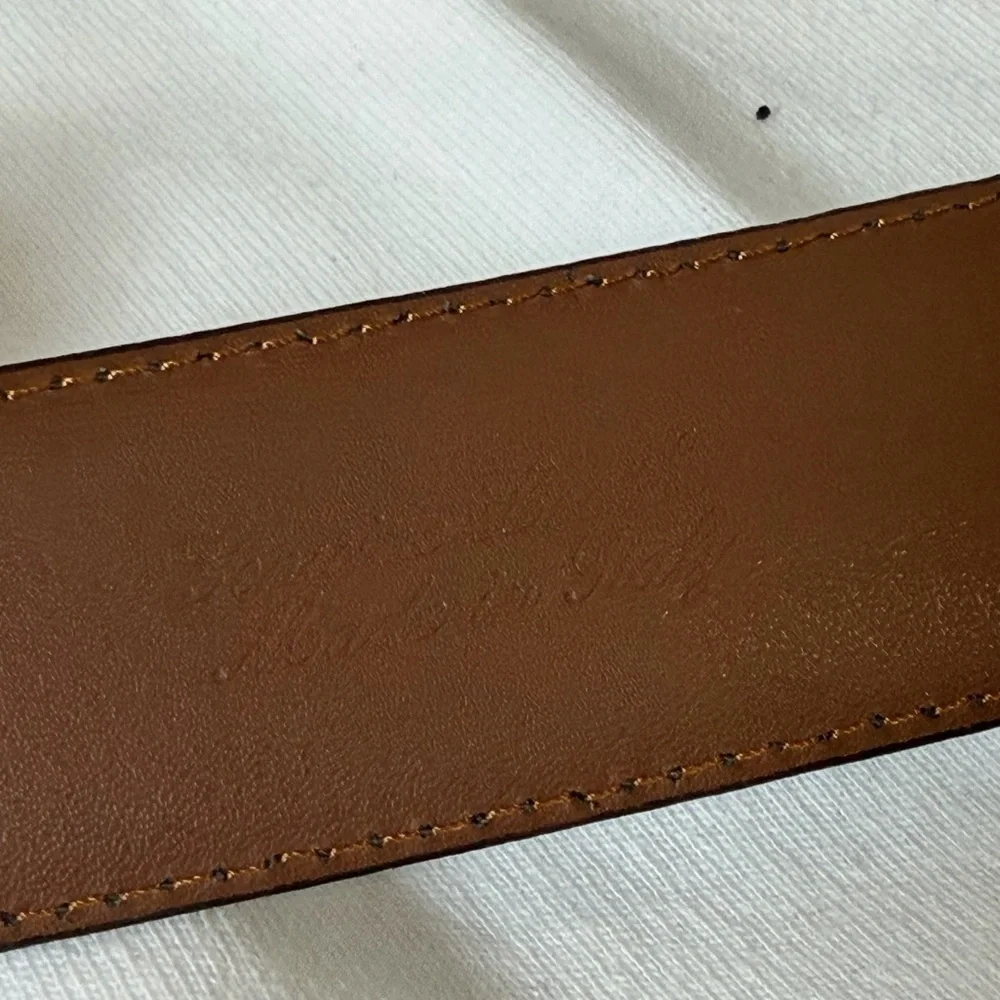 Brooks Brothers 42 Hand Made in Italy Dark Brown Leather Belt with Gold Buckle